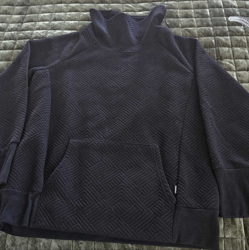 RBX Black Textured Pattern Cowl Neck Tunic Sweatshirt